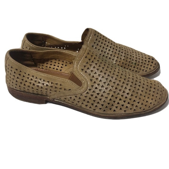 Trask Shoes - Trask Ali leather perforated metallic slip ons. Size 9.5.